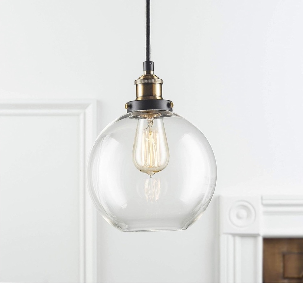 NWT LINEA DI LIARA Glass Pendant Light, Black and Brass